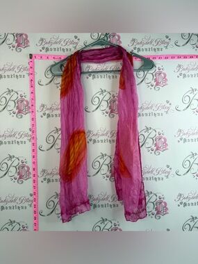 Scarf 100% silk soft Bali Versatile Vibrant Pink and Orange Sheer Crinkle Scarf